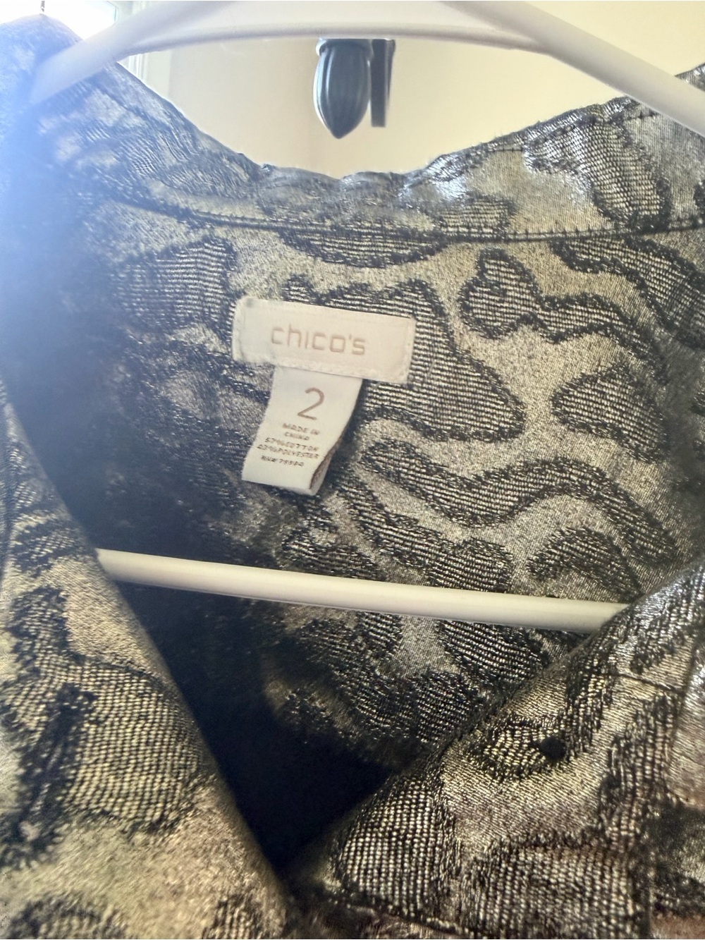 Chico's Gray Patterned Jean Jacket - Picture 5 of 6